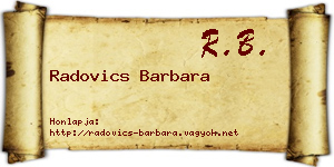 Radovics Barbara névjegykártya